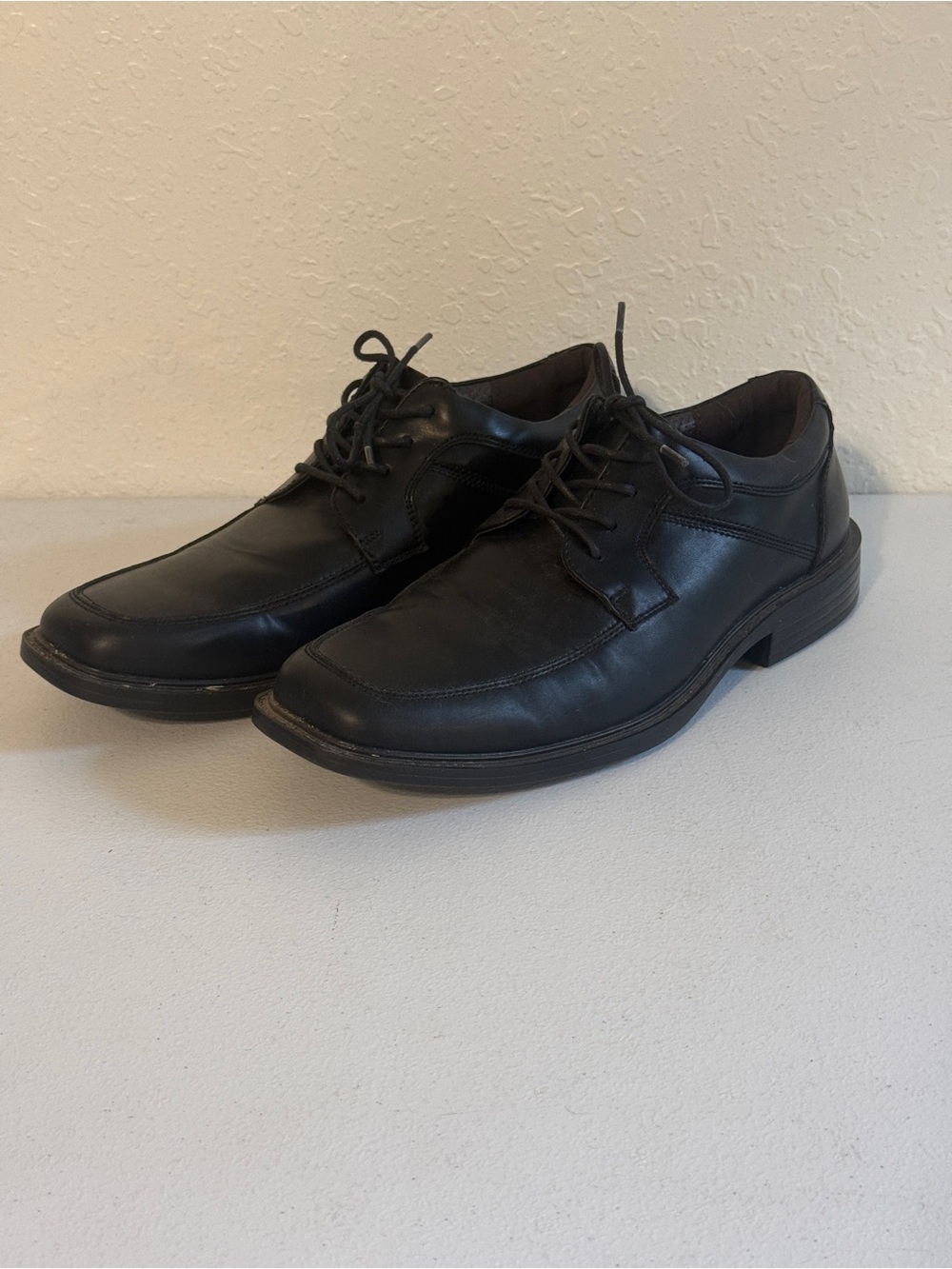 Borelli Mens Black Leather Dress Shoes Square Toe Lace Up Oxford Uniform Size 10